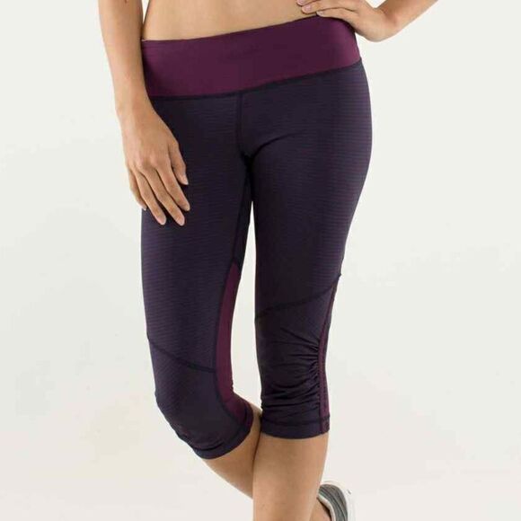 Lululemon Run: For Your Life Crop Hyper Stripe Plum Size 6 - Picture 3 of 3